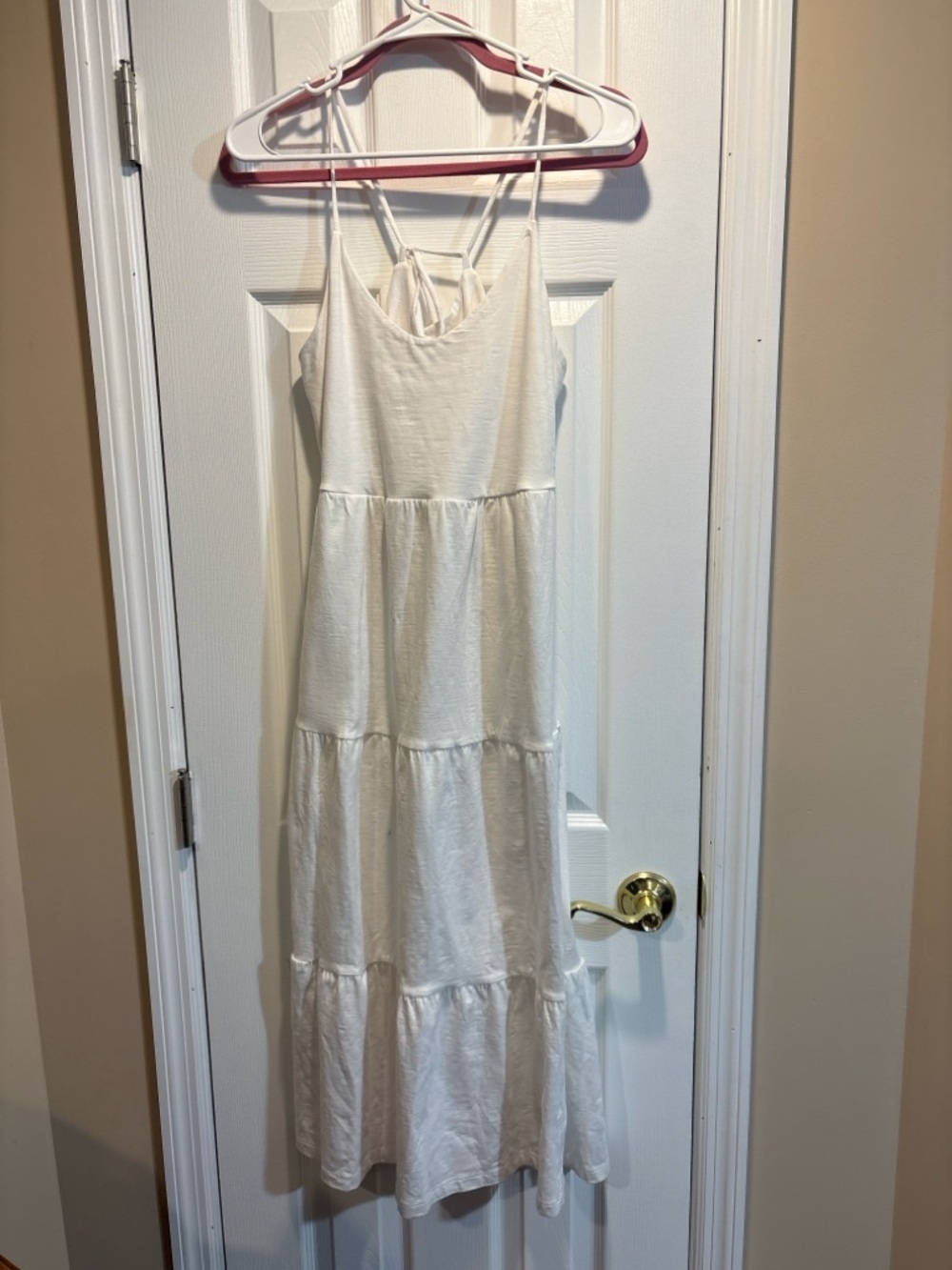 Old Navy White Tiered Spaghetti Strap Midi Dress S Boho Cottagecore Summer - Picture 2 of 4